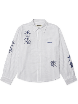 Woodbird Xing Ox Writing Shirt 'White Navy'