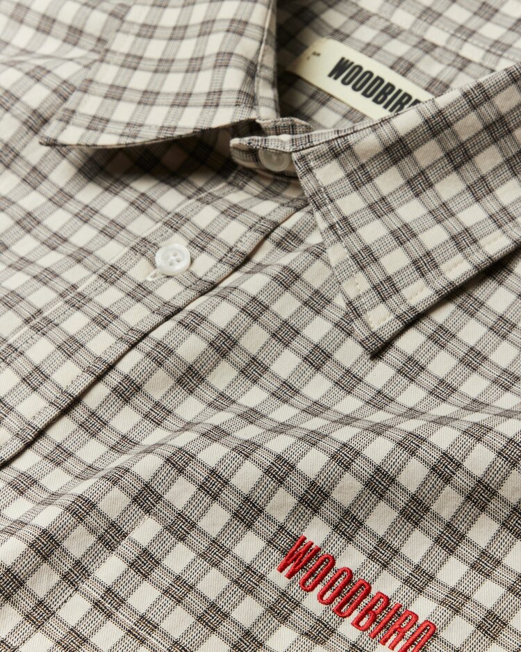 Woodbird Buzo EMB Check Shirt 'Off White'