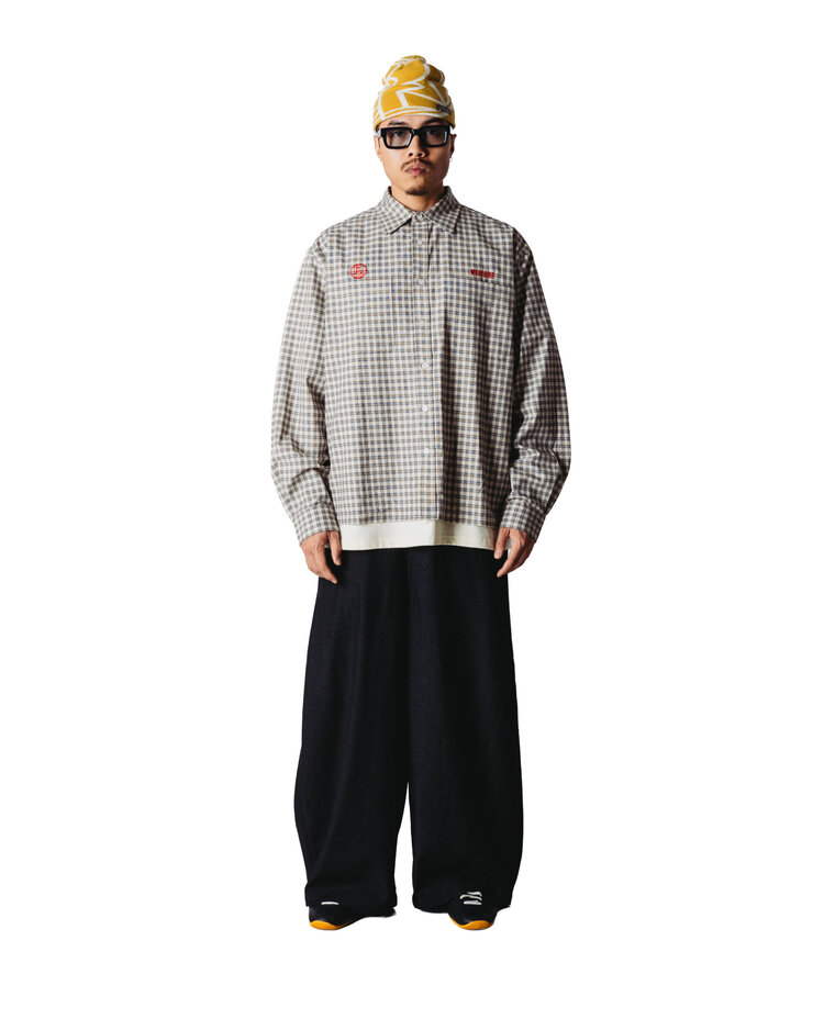 Woodbird Buzo EMB Check Shirt 'Off White'