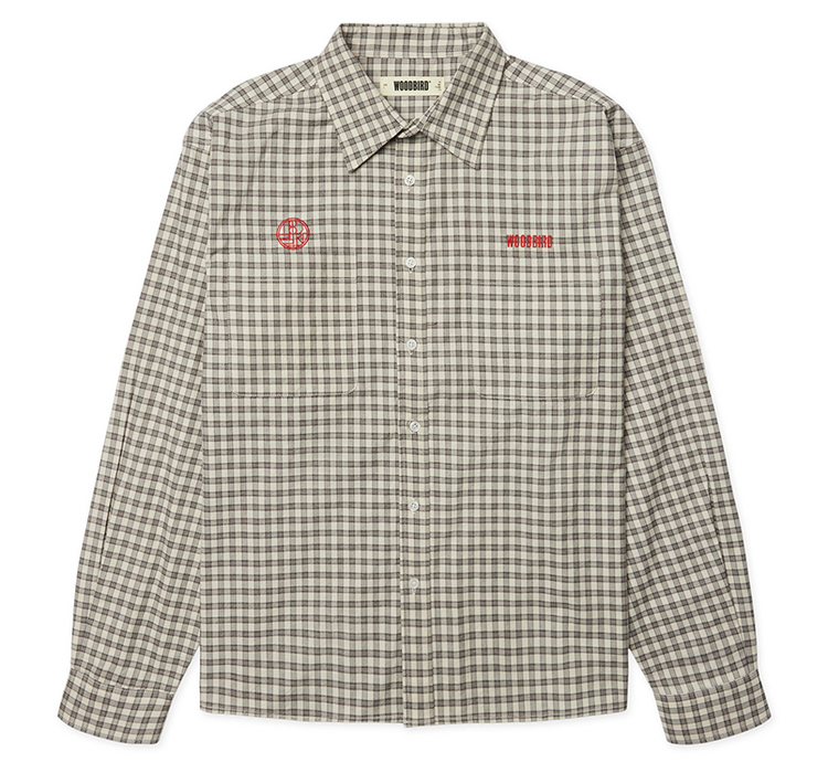 Woodbird Buzo EMB Check Shirt 'Off White'