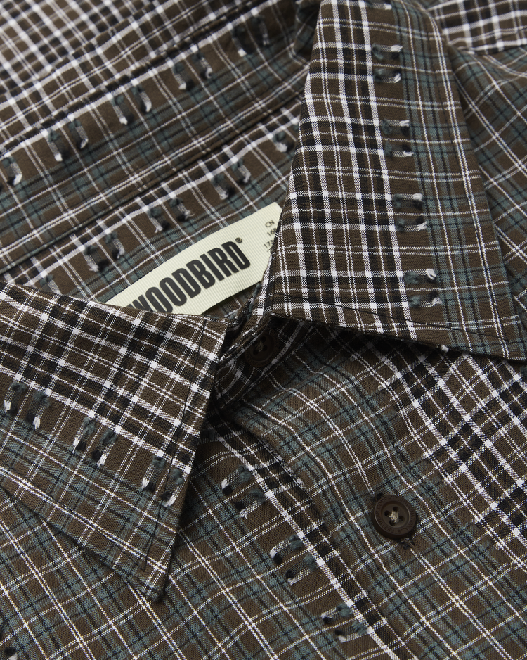 Woodbird Buzo Woma Check Shirt 'Brown / Green'