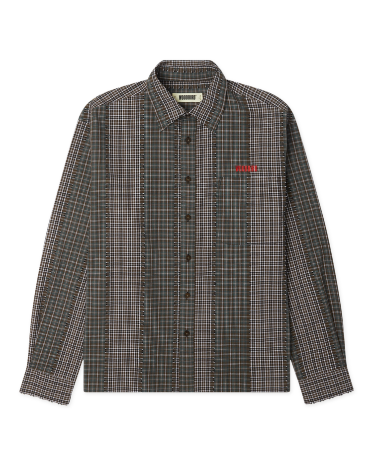 Woodbird Buzo Woma Check Shirt 'Brown / Green'