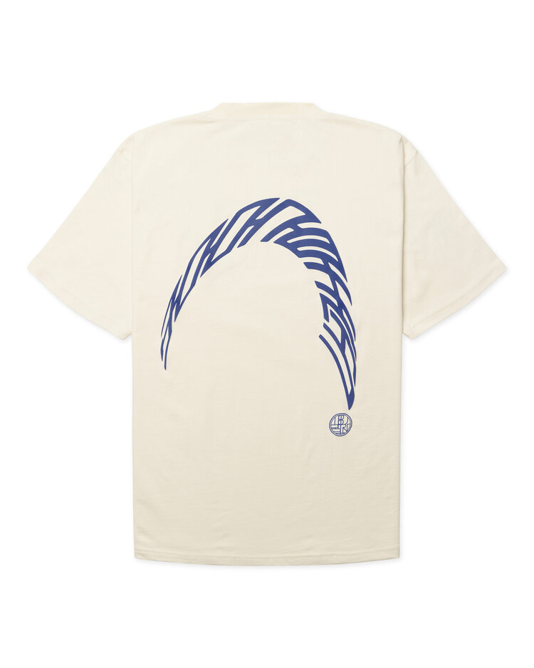 Woodbird Baine Warp T-Shirt 'Off White / Cobalt Blue'