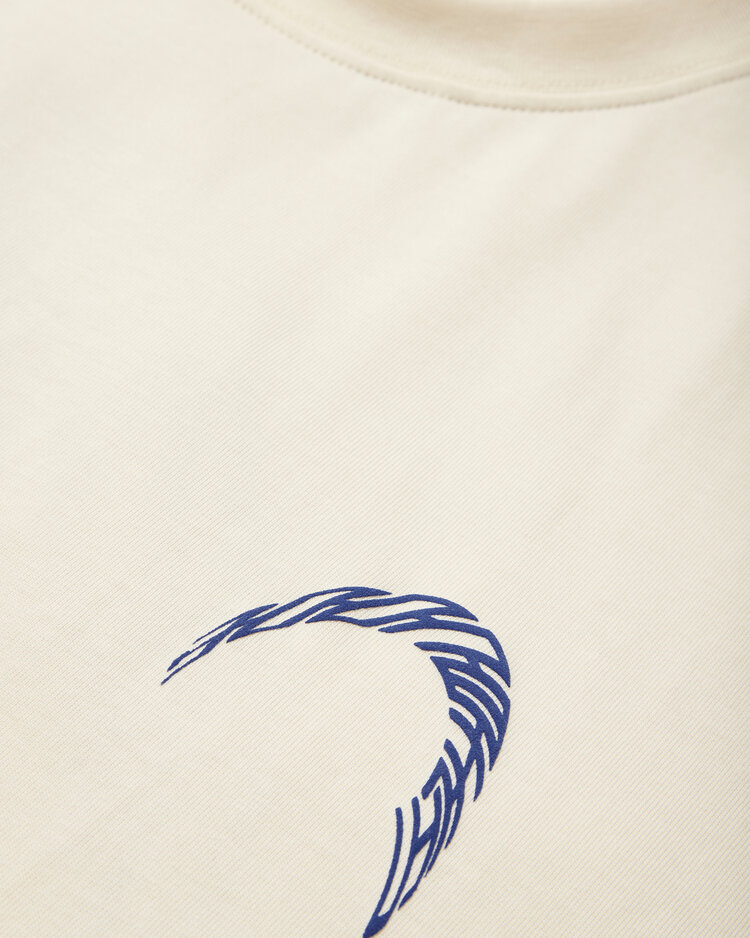 Woodbird Baine Warp T-Shirt 'Off White / Cobalt Blue'