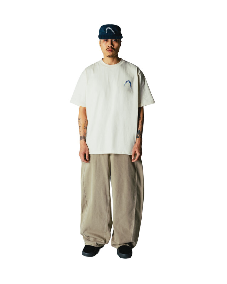 Woodbird Baine Warp T-Shirt 'Off White / Cobalt Blue'