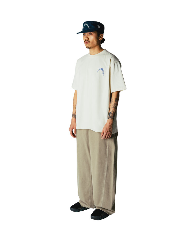Woodbird Baine Warp T-Shirt 'Off White / Cobalt Blue'