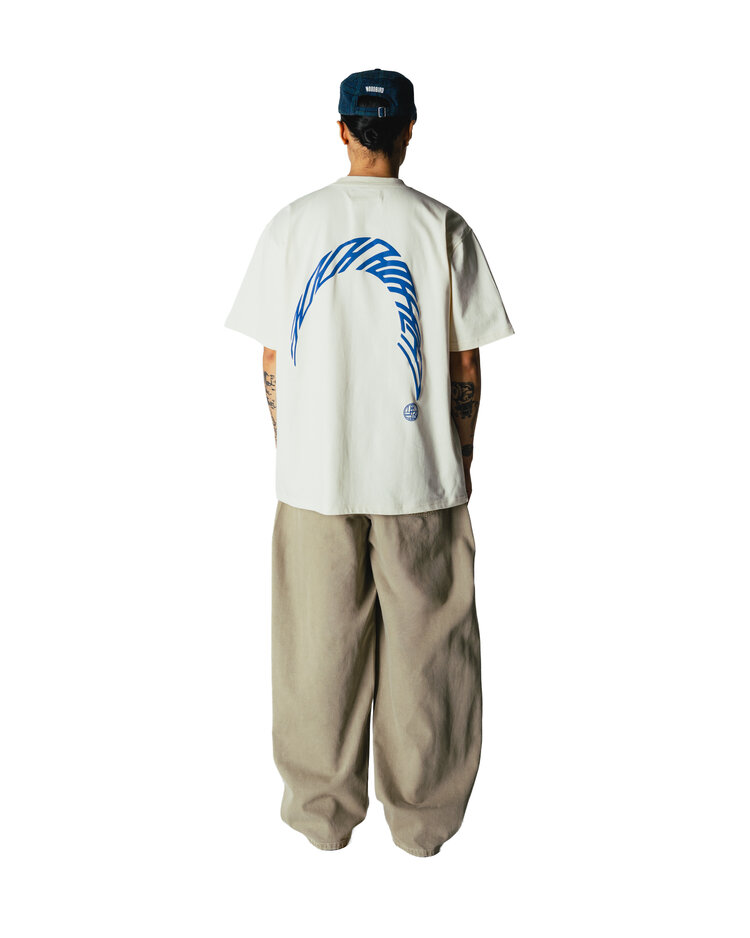 Woodbird Baine Warp T-Shirt 'Off White / Cobalt Blue'