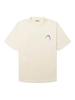 Woodbird Baine Warp T-Shirt 'Off White / Cobalt Blue'
