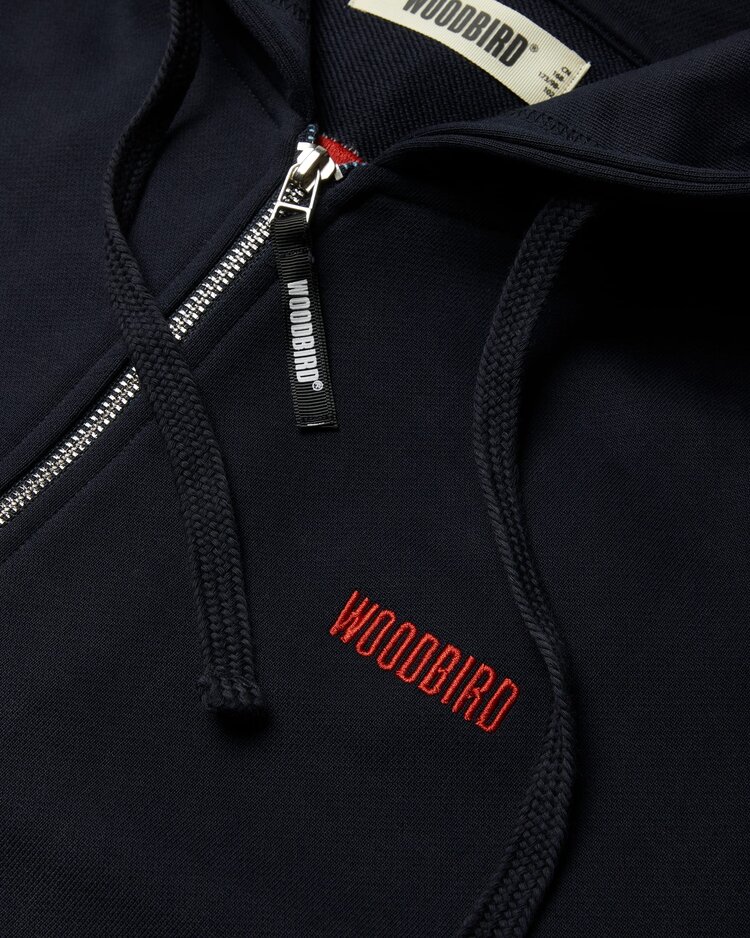 Woodbird Paw Emblem Zip Hoodie 'Dark Navy'