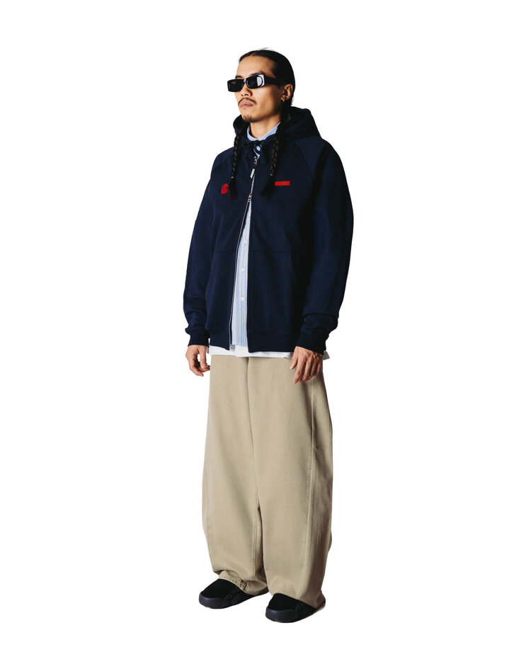 Woodbird Paw Emblem Zip Hoodie 'Dark Navy'