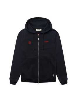 Woodbird Paw Emblem Zip Hoodie 'Dark Navy'