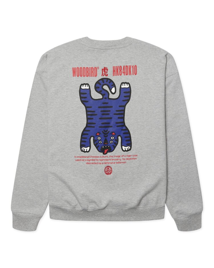 Woodbird Duke Tiger Crew 'Grey Melange'