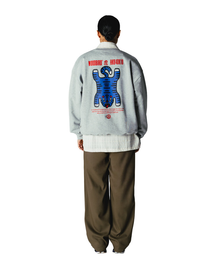 Woodbird Duke Tiger Crew 'Grey Melange'
