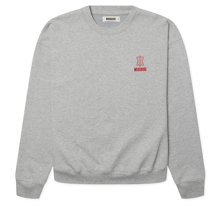 Woodbird Duke Tiger Crew 'Grey Melange'