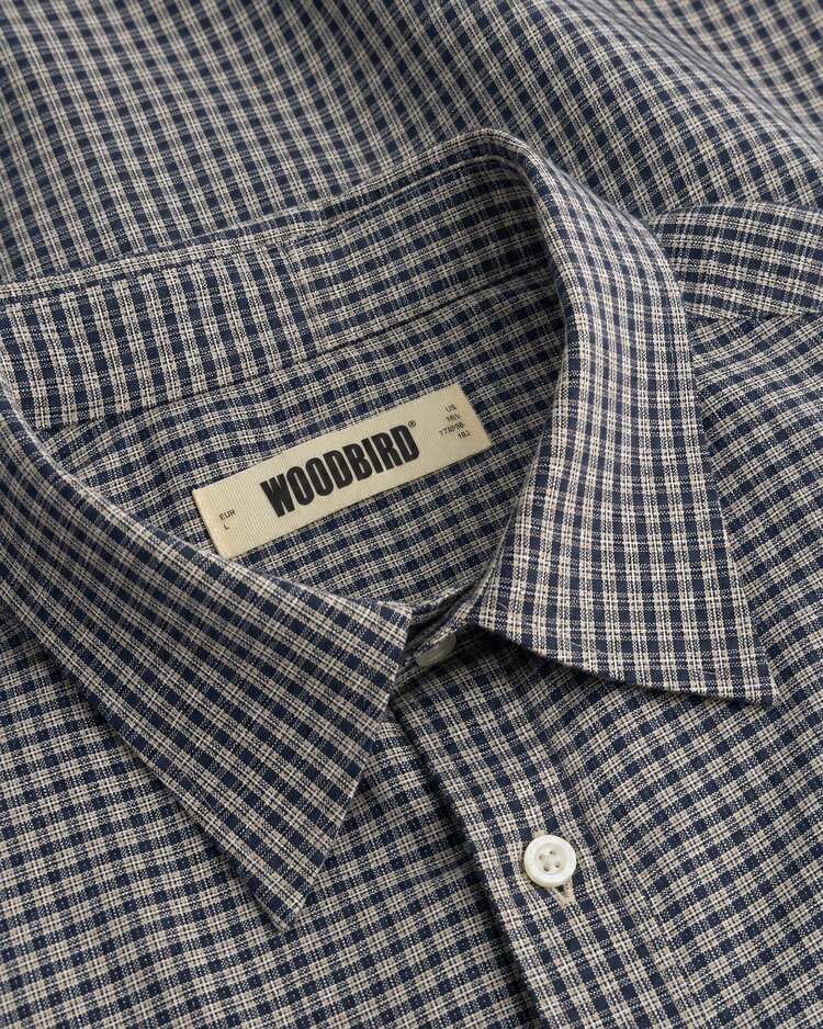Woodbird Buzo Fang Check Shirt 'Navy Sand'