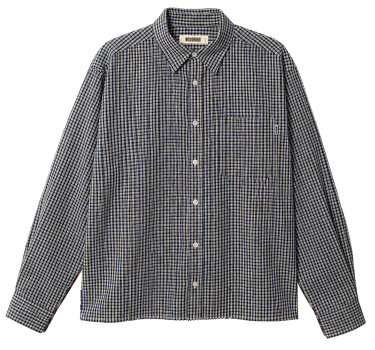 Woodbird Buzo Fang Check Shirt 'Navy Sand'