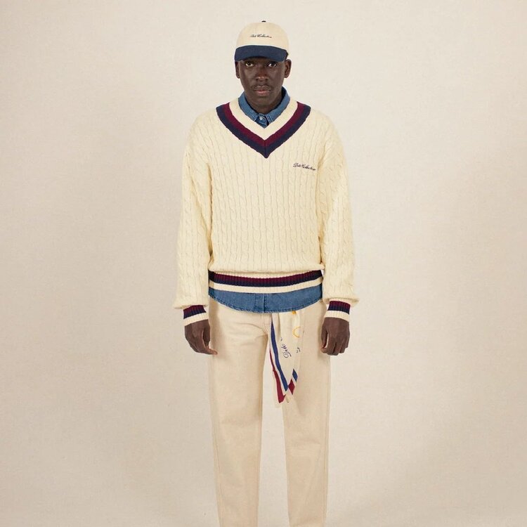 Dito Collective Classic Cable Knit V-Neck 'Off White'
