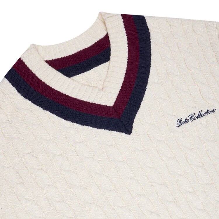 Dito Collective Classic Cable Knit V-Neck 'Off White'
