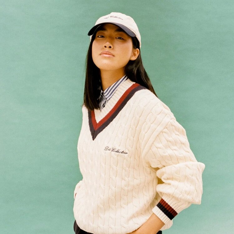 Dito Collective Classic Cable Knit V-Neck 'Off White'