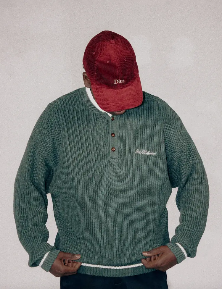 Dito Collective Mao Collar Knit 'Green'