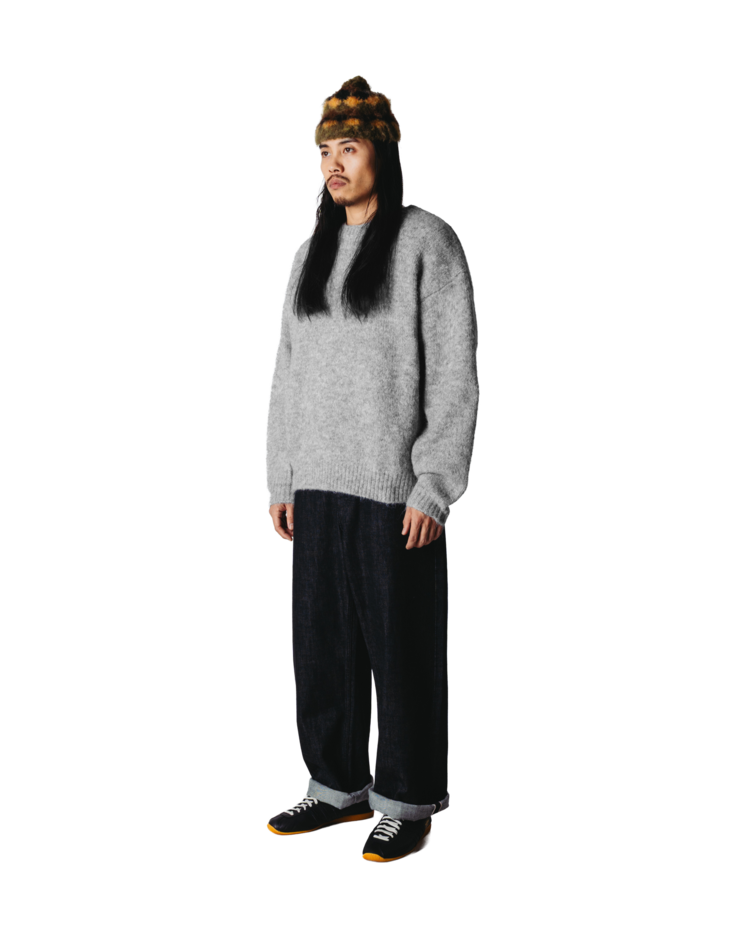 Woodbird Kurt Mohairy Crewneck 'Dark Grey Melange'