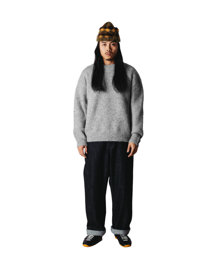 Woodbird Kurt Mohairy Crewneck 'Dark Grey Melange'