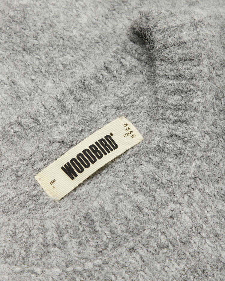 Woodbird Kurt Mohairy Crewneck 'Dark Grey Melange'