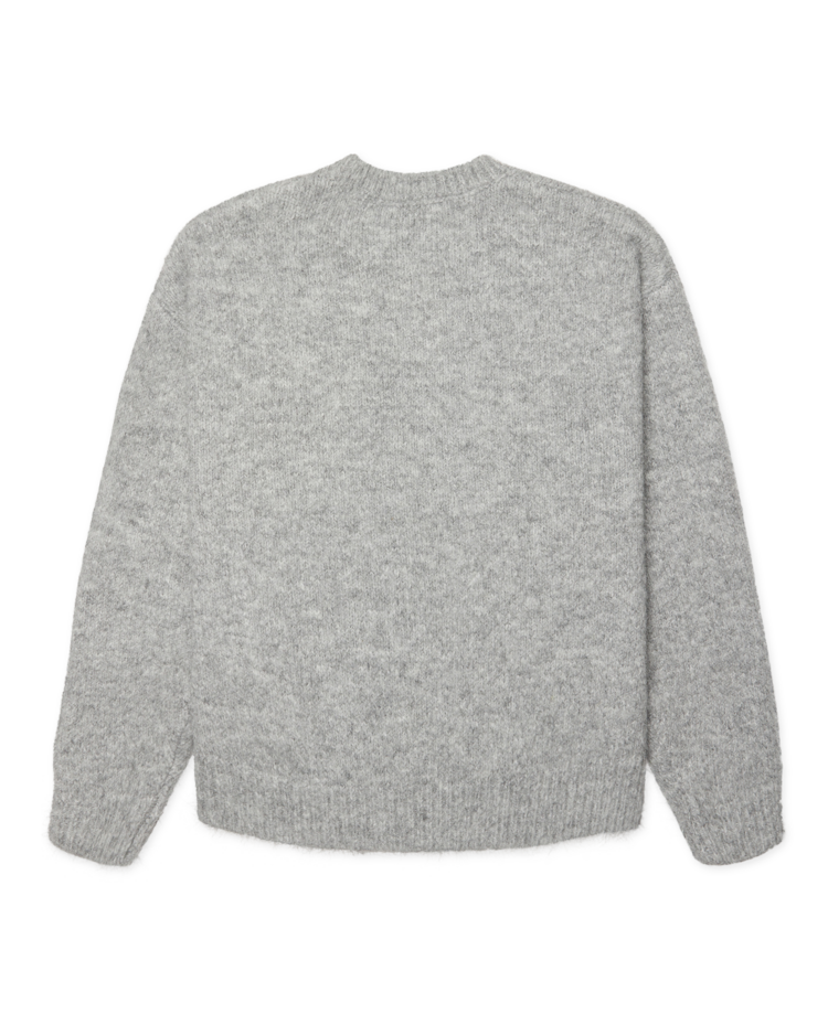 Woodbird Kurt Mohairy Crewneck 'Dark Grey Melange'
