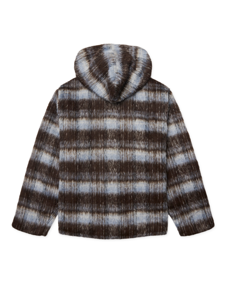 Woodbird Sheng Zip Hoodie Jacket 'Dark Brown / Light Blue'