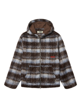 Woodbird Sheng Zip Hoodie Jacket 'Dark Brown / Light Blue'