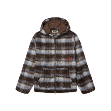Woodbird Sheng Zip Hoodie Jacket 'Dark Brown / Light Blue'