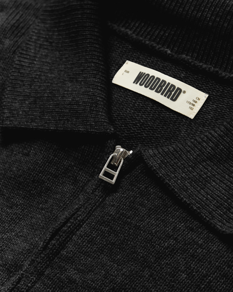 Woodbird Kang 1/2 Zip Polo 'Black'