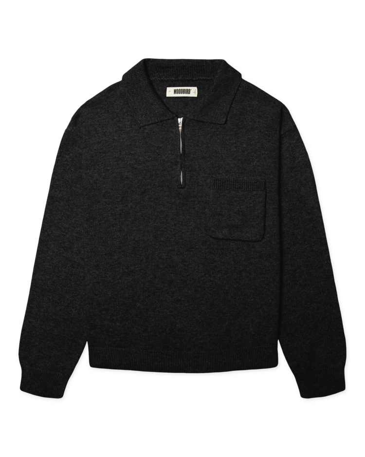 Woodbird Kang 1/2 Zip Polo 'Black'
