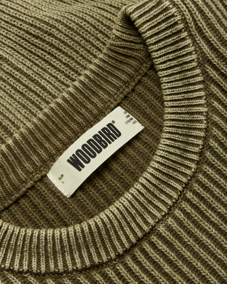 Woodbird Sake Washed Crew 'Dark Olive'