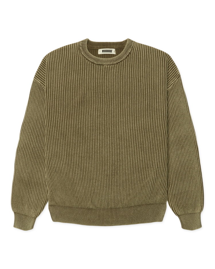 Woodbird Sake Washed Crew 'Dark Olive'