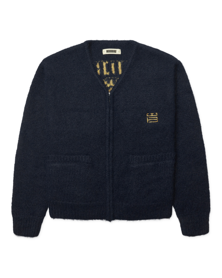 Woodbird Koon Zip Tiger Cardigan 'Navy'