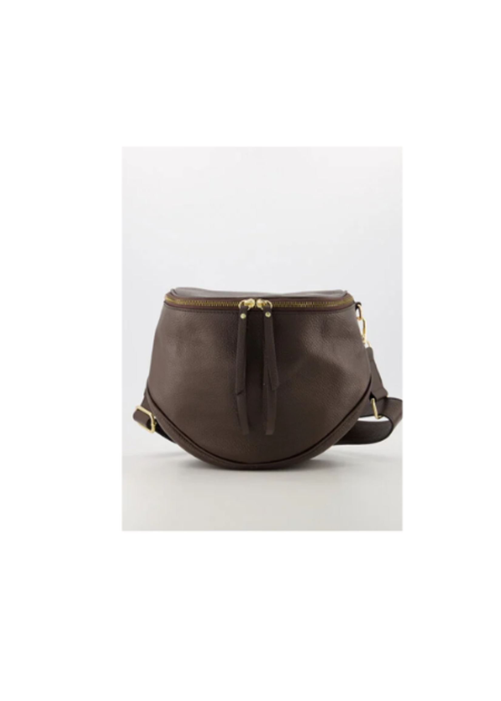 Romsa Romsa Crossbody Tas echt leer donkerbruin