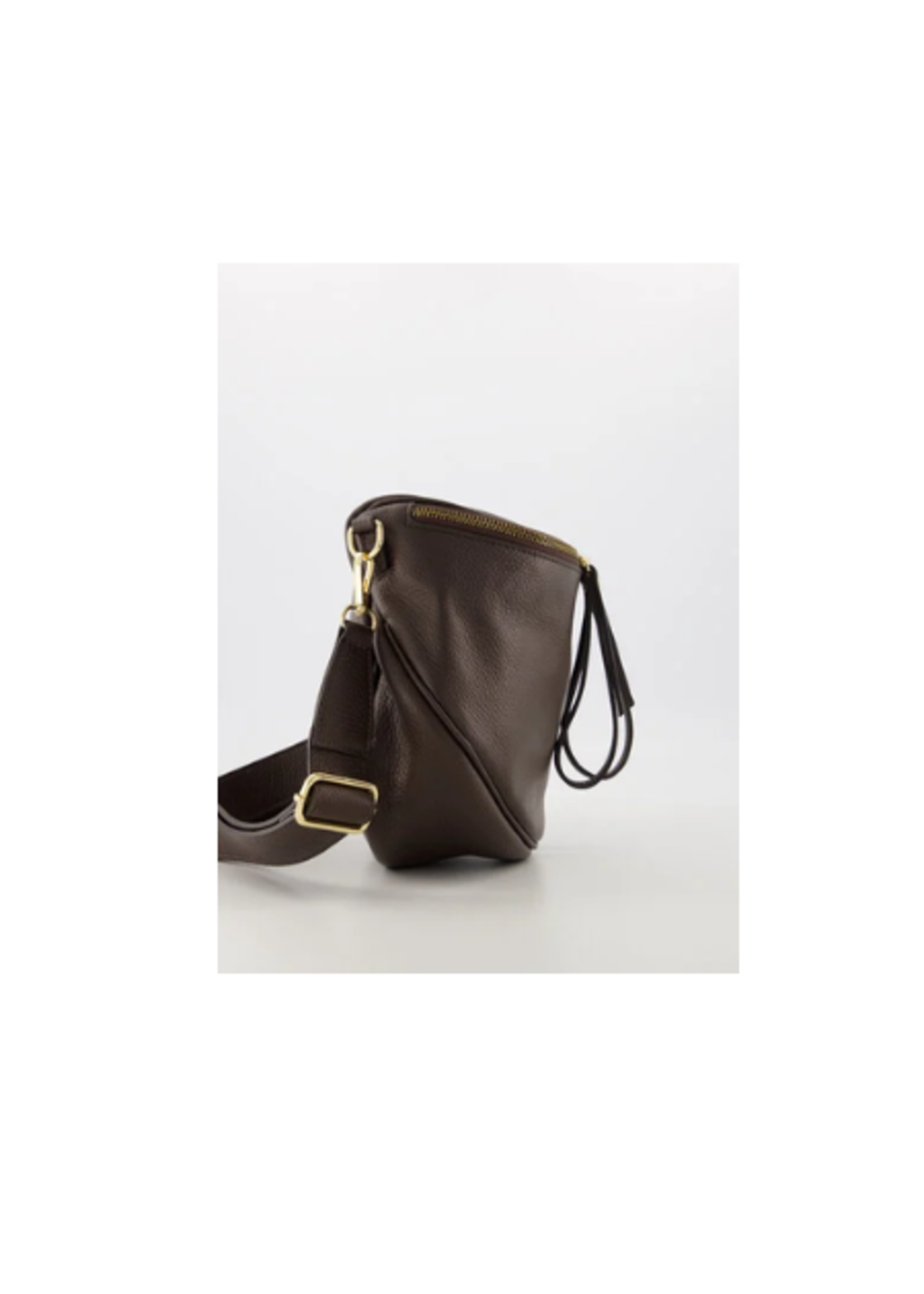 Romsa Romsa Crossbody Tas echt leer donkerbruin