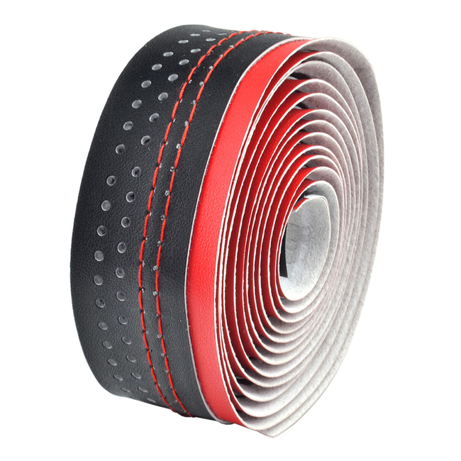 VELO Velo Bicycle Handlebar Tape Road  Microfiber Drilled 2-Tone Red/Black