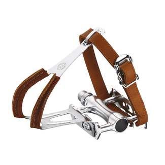 VP COMPONENTS VP COMPONENTS Bicycle Pedals City / Vintage Aluminum W/Leather Coated Toeclip + Leather Strap