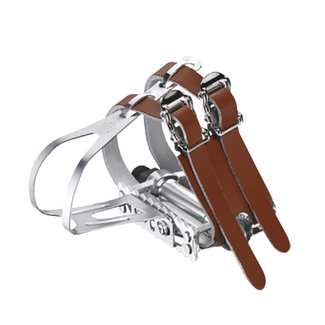 VP COMPONENTS VP COMPONENTS Bicycle Pedals City / Vintage Aluminum W/Long Draft Toeclip + Double Leather Strap