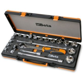 BETA BETA Omschakelbare ratel met 17 zeskant 1/2'' dopsleutels en 5 toebehoren