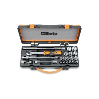 BETA BETA Set of 1 Reversible Socket Wrench with 16 6 points 3/8'' Sockets + 5 accessories