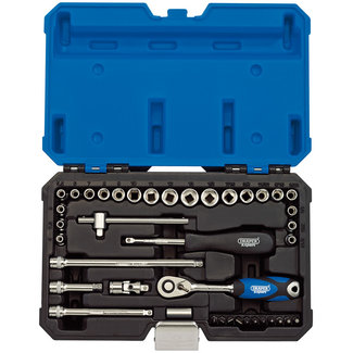 DRAPER DRAPER Dopsleutels & ratel set metrisch & inch 1/4” (40 stuks)