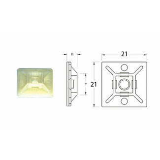 BIHR KABELBEVESTIGERS  21X21 MM -PACK X50 WIT