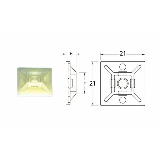 BIHR KABELBEVESTIGERS  21X21 MM -PACK X50 WIT