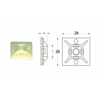 BIHR KABELBEVESTIGERS  28X28 MM -PACK X50 WIT