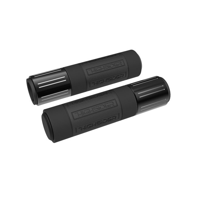 HIGHSIDER HIGHSIDER Conero Handlebar Grip Rubber, 7/8" (22,2 mm), 132 mm, Black Glossy With polished bevels