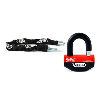 VECTOR VECTOR Anti-Theft Kit - Security Chain 1.10m + MiniMax+ Padlock/Disc Lock