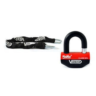 VECTOR VECTOR Anti-Theft Kit - Security Chain 1.30m + MiniMax+ Padlock/Disc Lock